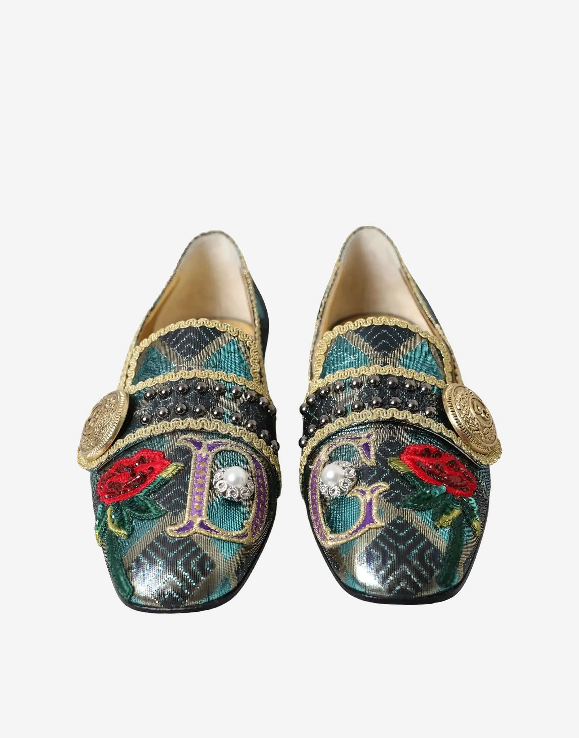 Jacquard Slippers With Embellishments