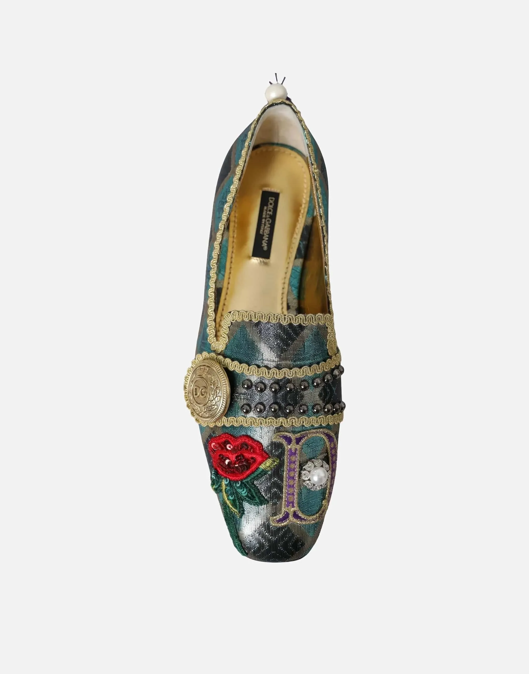 Jacquard Slippers With Embellishments