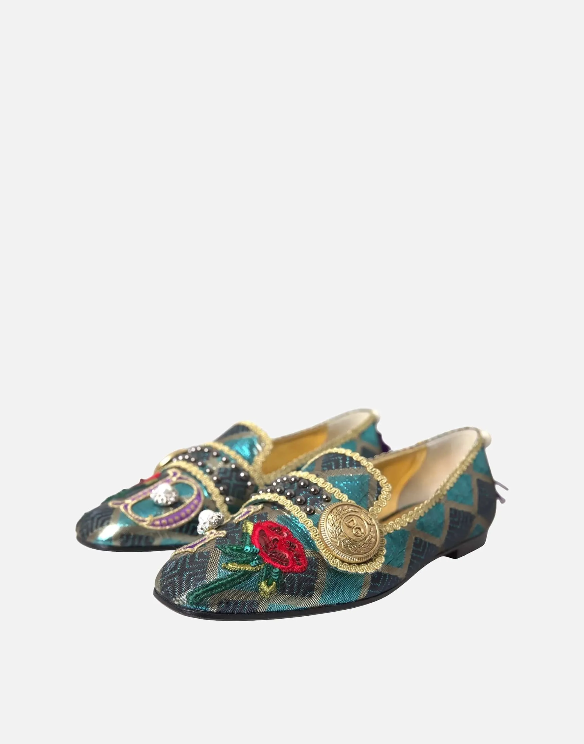 Jacquard Slippers With Embellishments