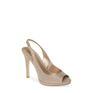 Joey Metallic Textile Platinum Gold Pelle Moda Slingback Pumps