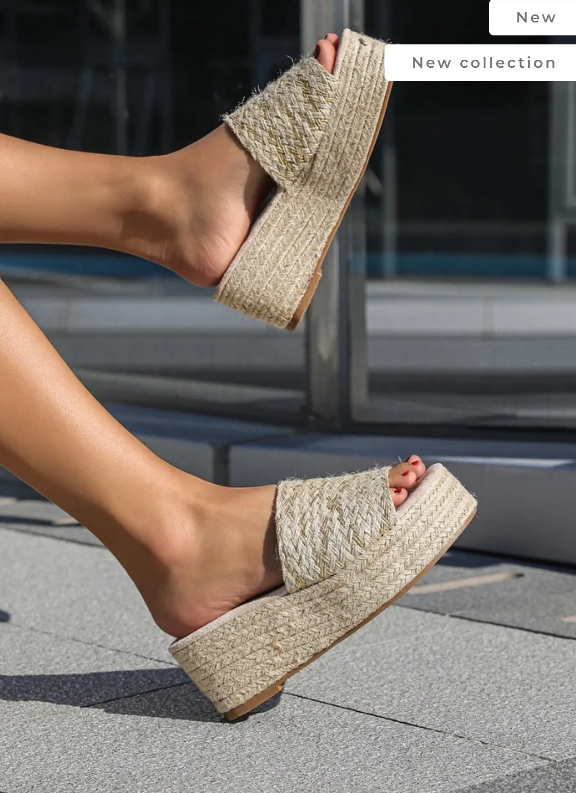 Jute Wedge Slides