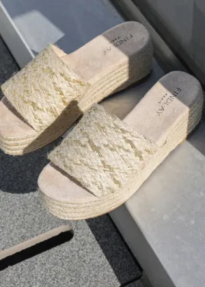 Jute Wedge Slides