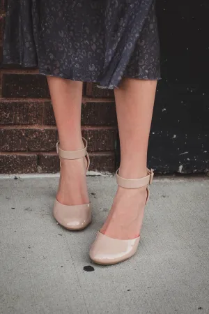 Kaili Patent Nude Ankle Strap Heel