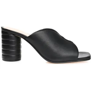 KARAH BLOCK HEELED MULES IN LEATHER