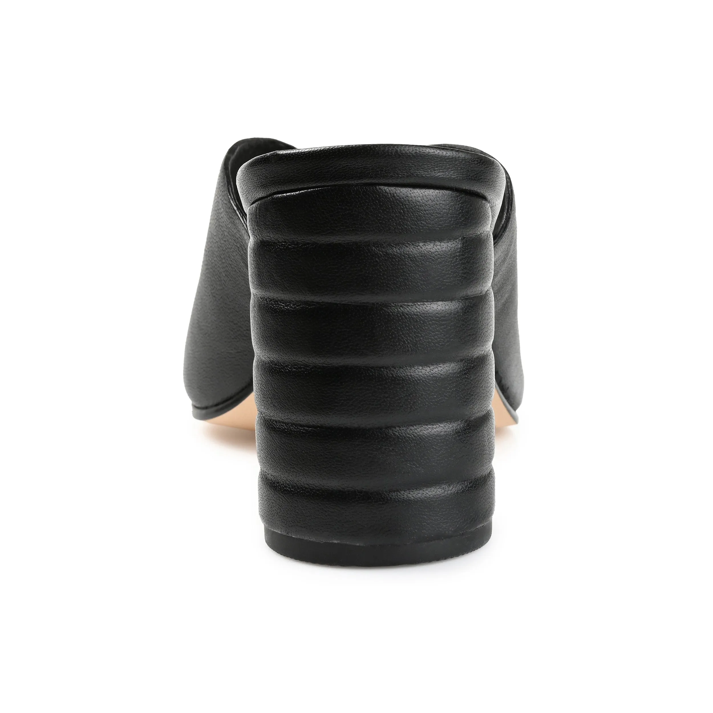 KARAH BLOCK HEELED MULES IN LEATHER