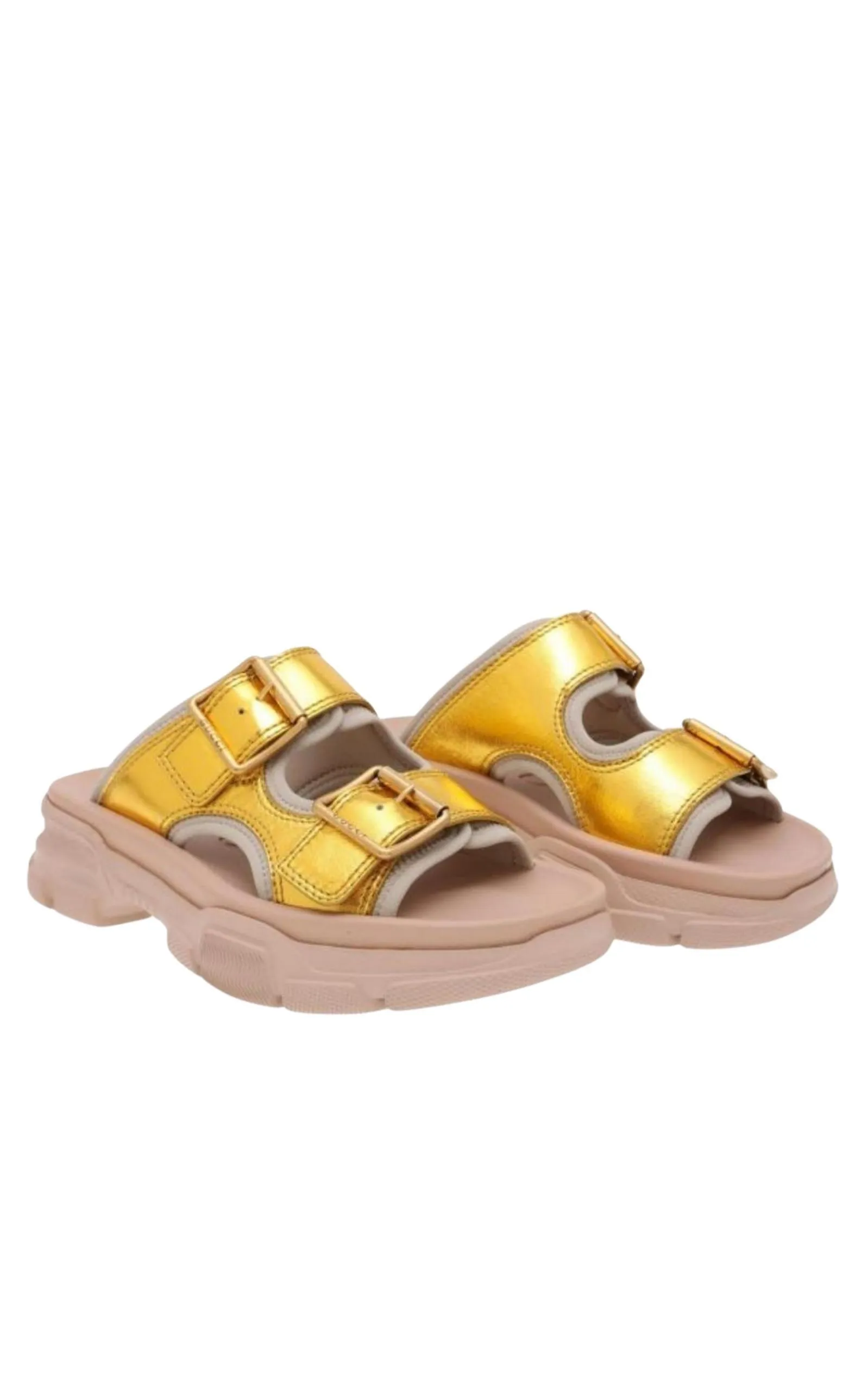 Leather Chunky Slide Sandals