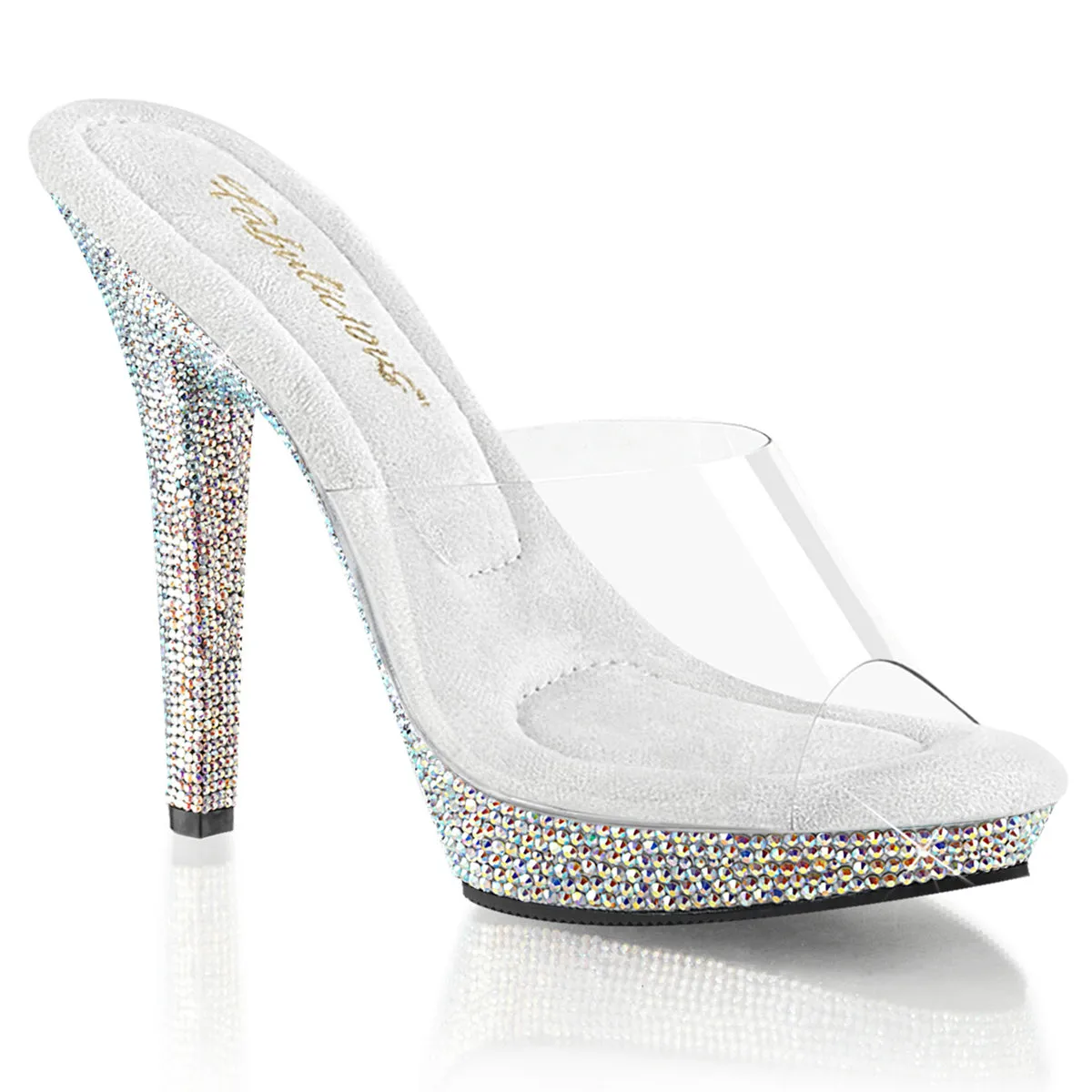 LIP-101DM Fabulicious 5" Lip Clear/Silver Sexy Shoes (High Heels)