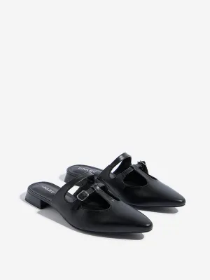 LUNA BLU Black Cut-Out Detailed Mules
