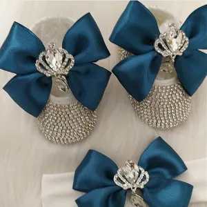 Luxurious Bling Shoes and Headpiece Set - Chic Dark Blue