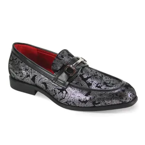 Men's Black and Sliver Suede Dress Shoes Slip-On luxury Design Style No-7010