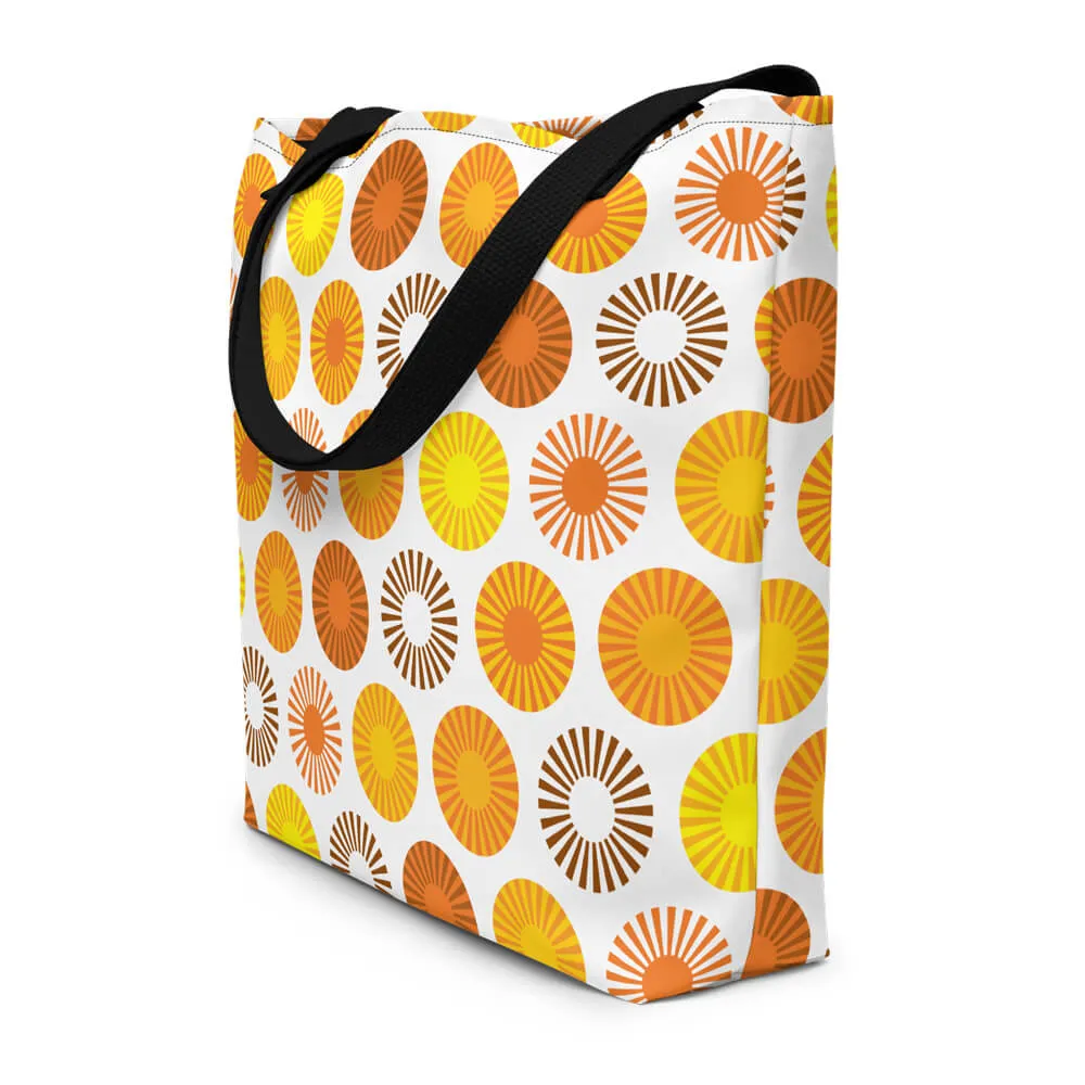 Mid Century Modern Orange FlowerPower Beach Bag