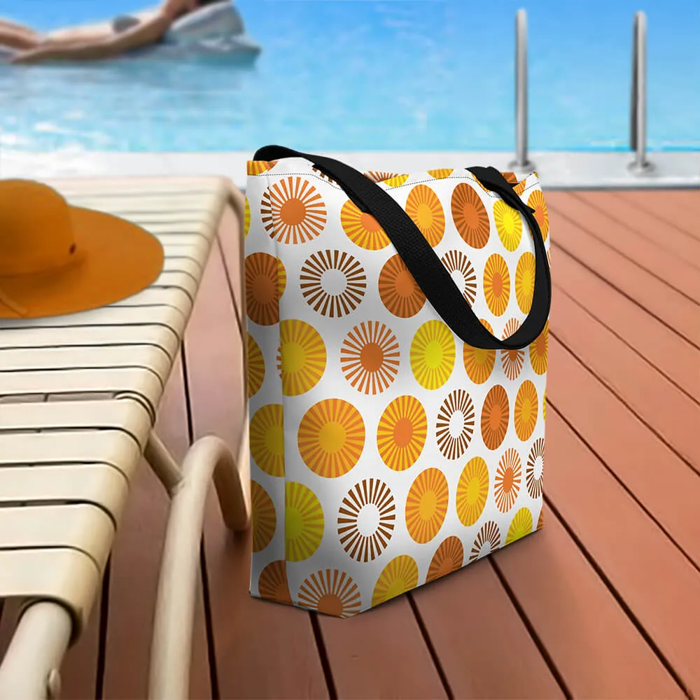 Mid Century Modern Orange FlowerPower Beach Bag