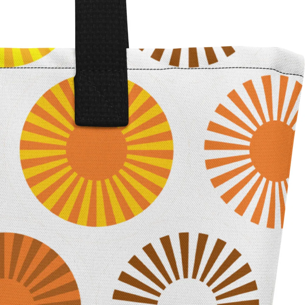 Mid Century Modern Orange FlowerPower Beach Bag