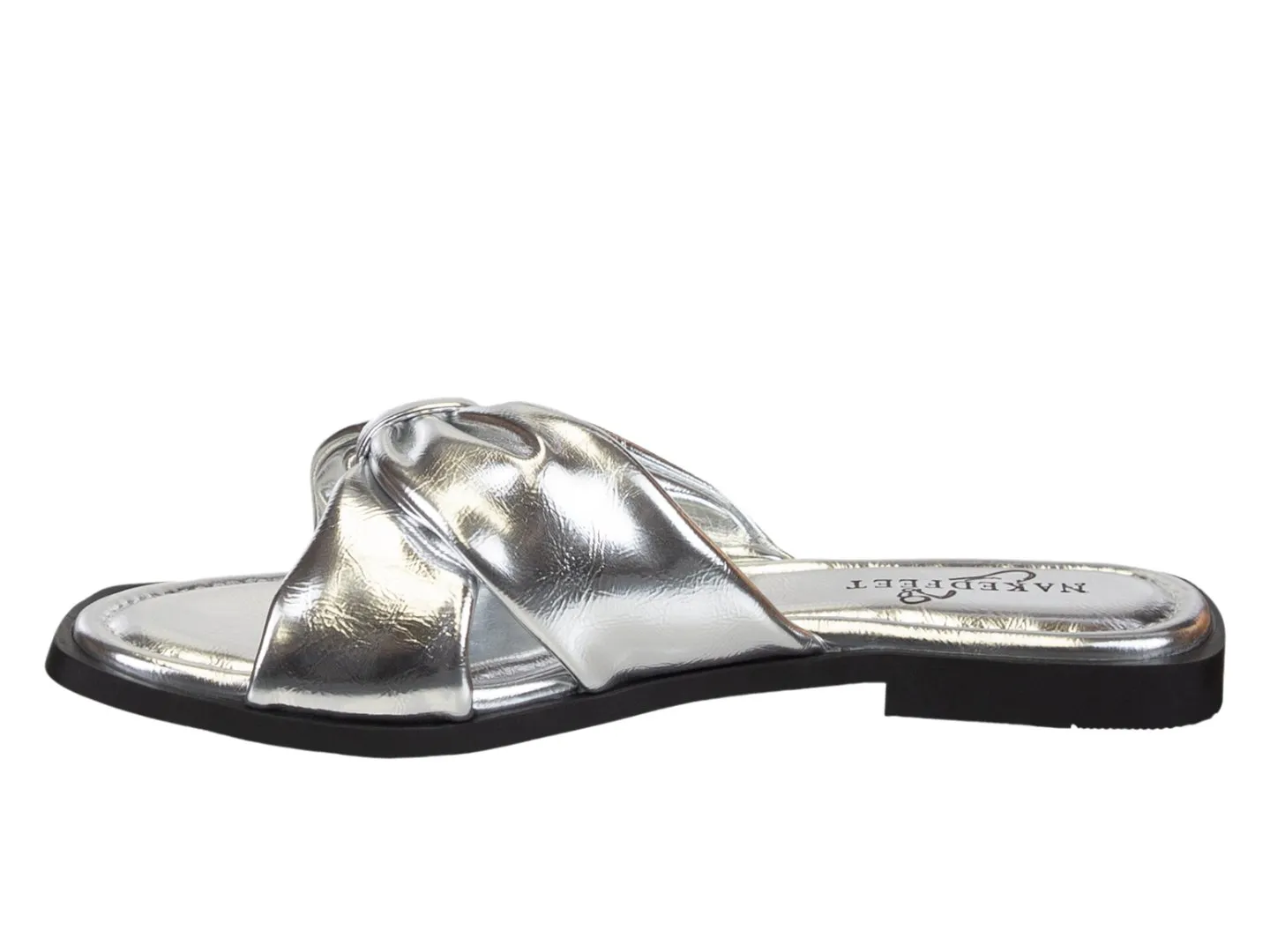 NAKED FEET - GOA in SILVER Flat Sandals