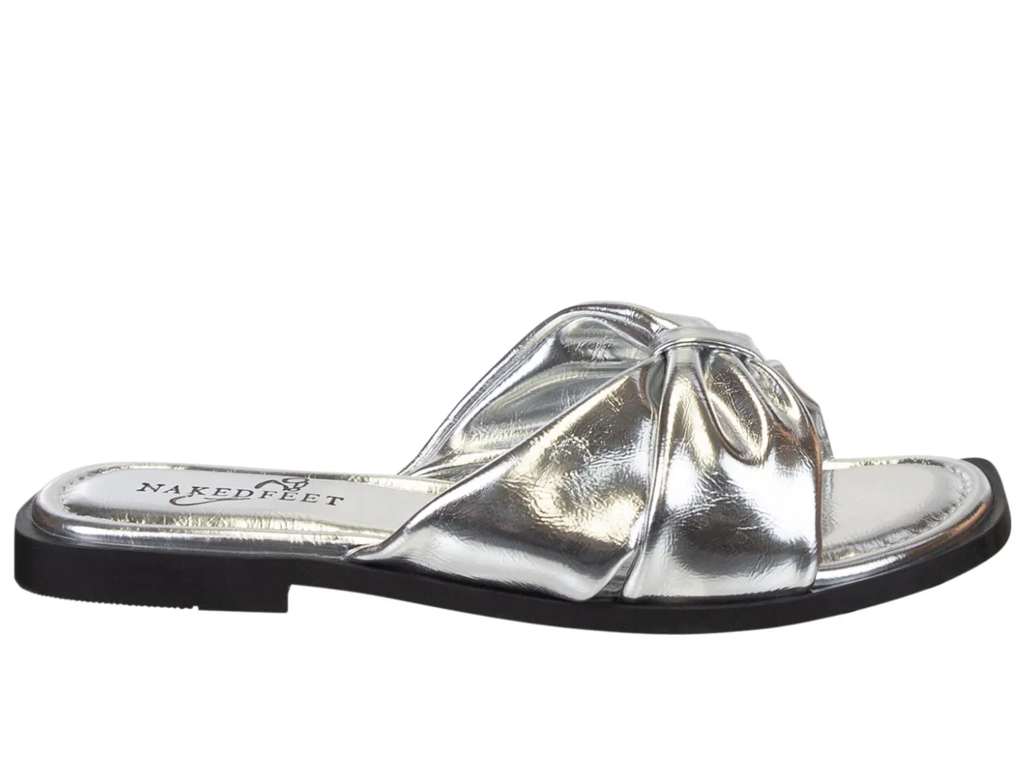NAKED FEET - GOA in SILVER Flat Sandals