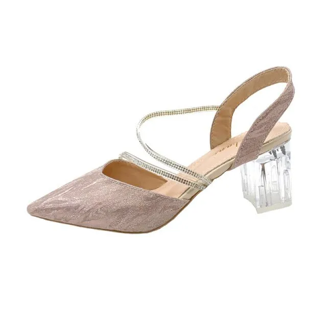 NKADQD Simply Shiny Rhinestone Slingback Pointed Toe Shoes