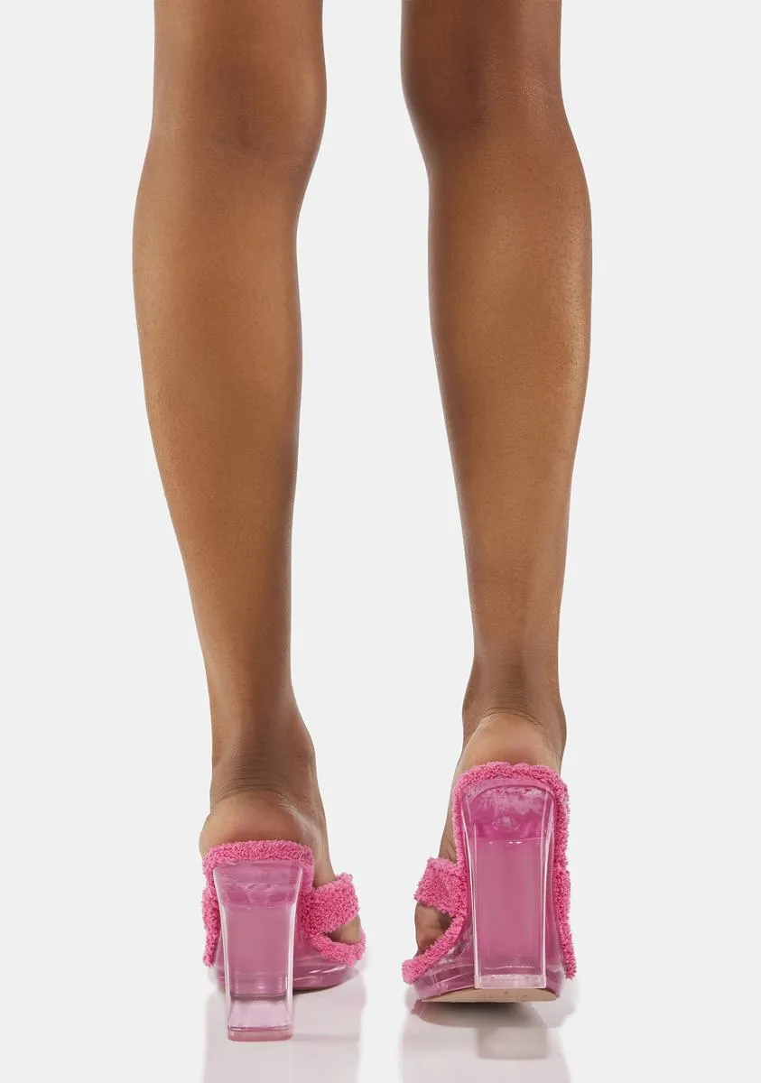 Pink Fyza Faux Fur Heels