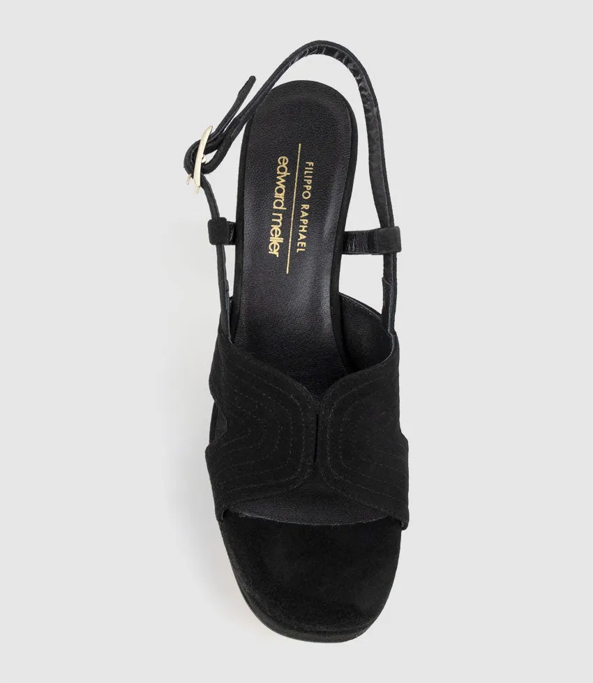 RASTINE115 Open Toe Platform Sandal in Black Suede