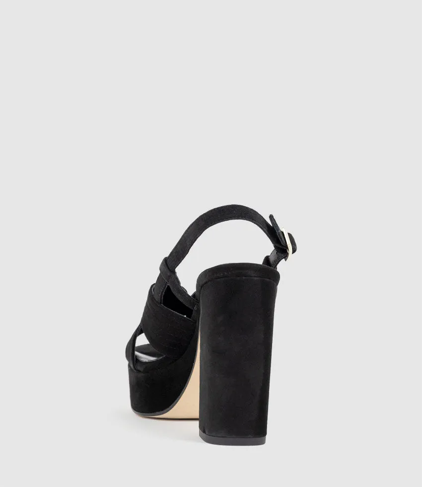 RASTINE115 Open Toe Platform Sandal in Black Suede