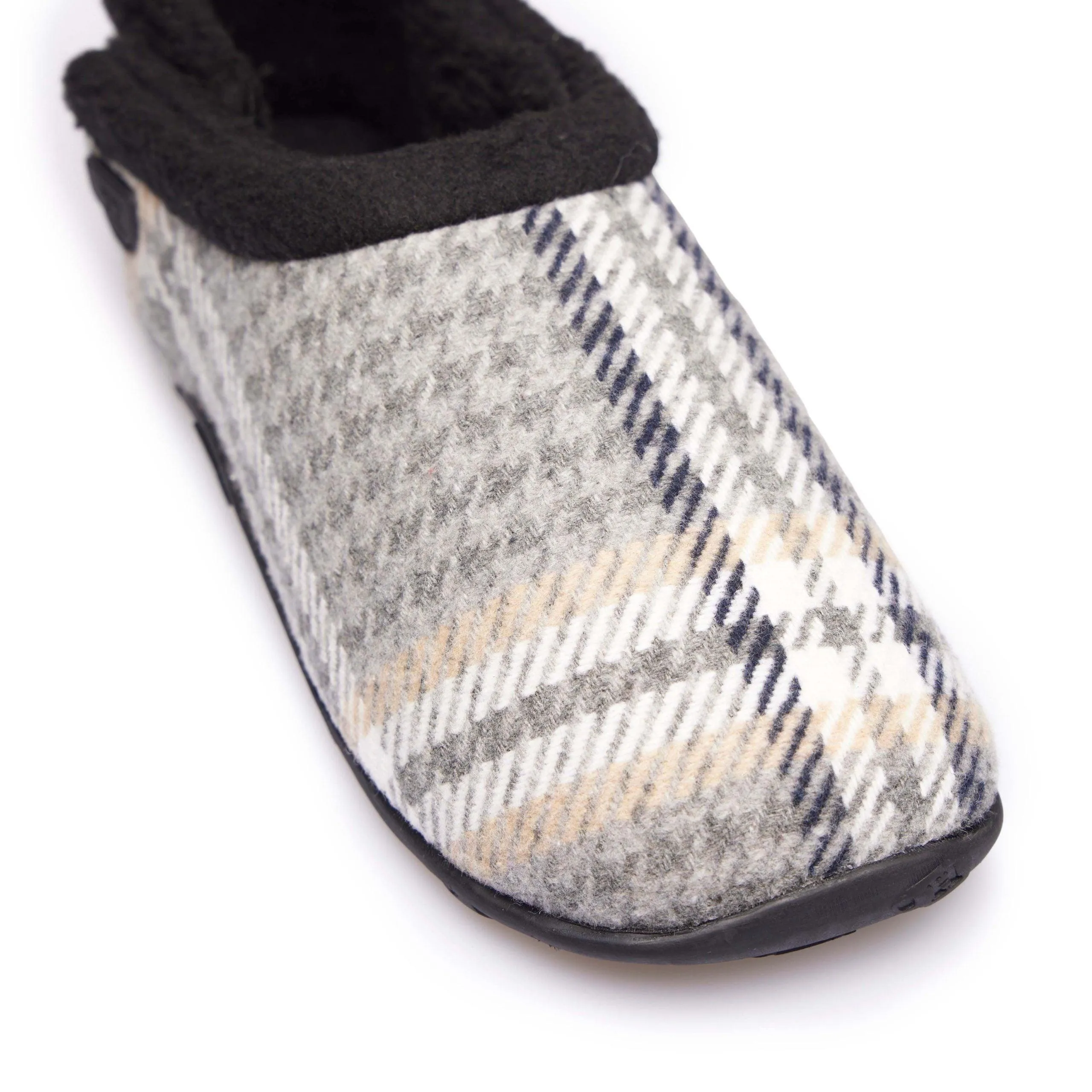Riley - Grey Dogtooth Check Men's Slippers