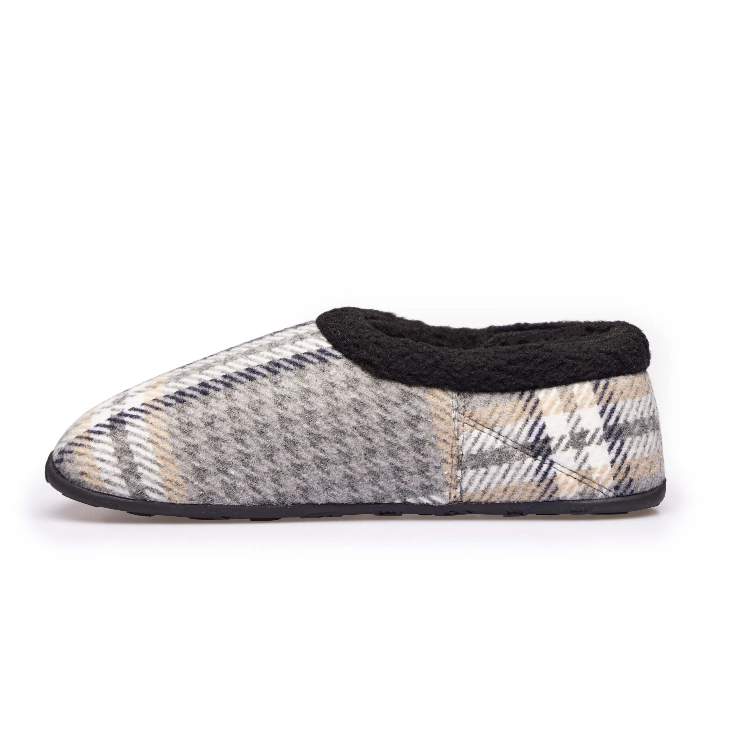 Riley - Grey Dogtooth Check Men's Slippers