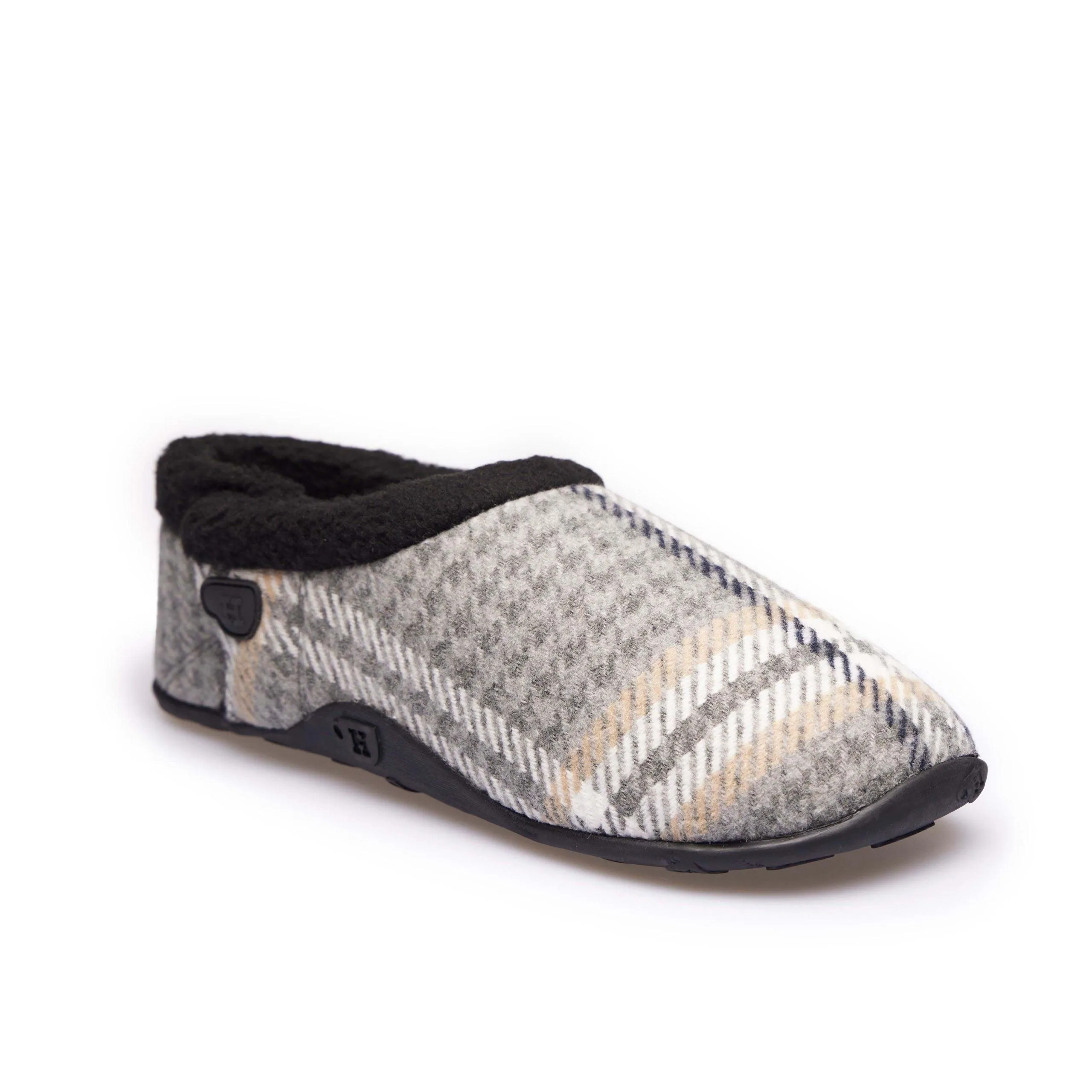 Riley - Grey Dogtooth Check Men's Slippers