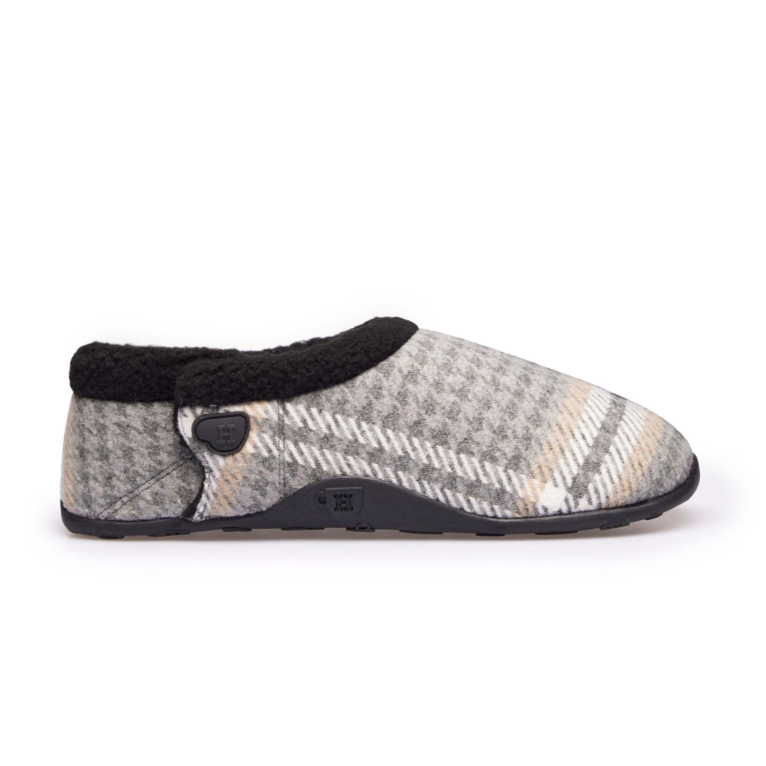 Riley - Grey Dogtooth Check Men's Slippers