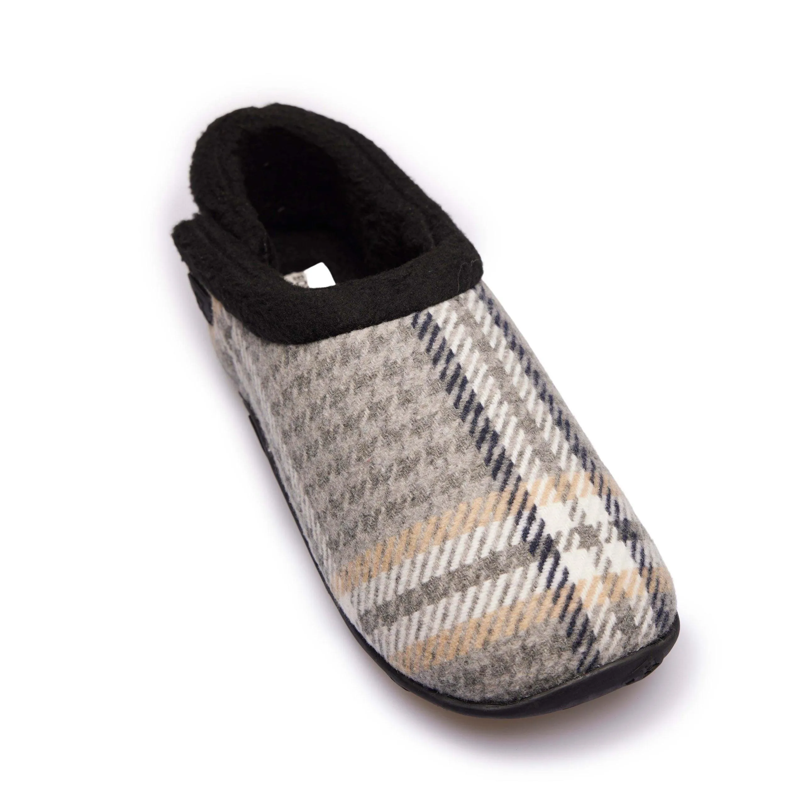 Riley - Grey Dogtooth Check Men's Slippers