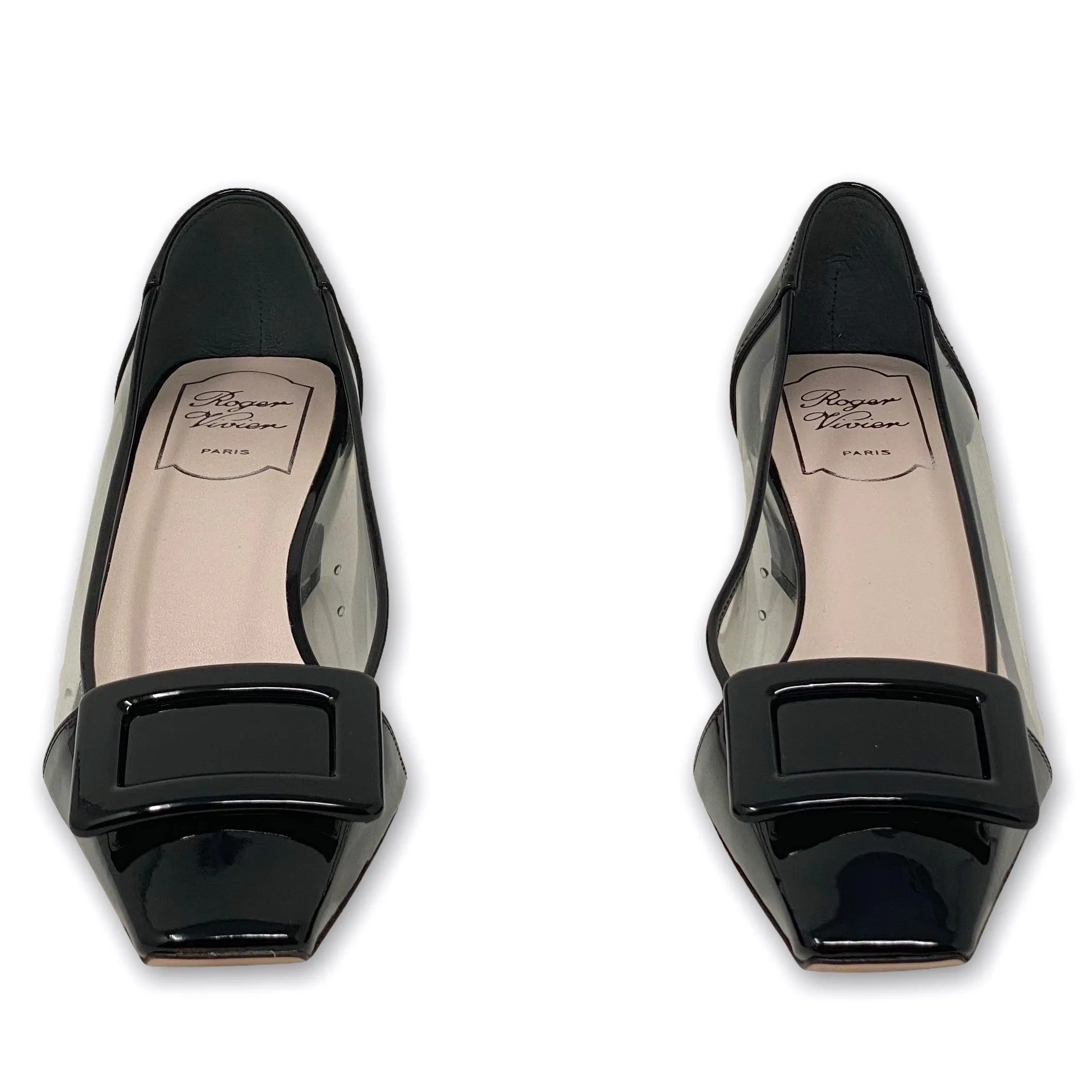 Roger Vivier Black Patent Belle Vivier Pumps 37