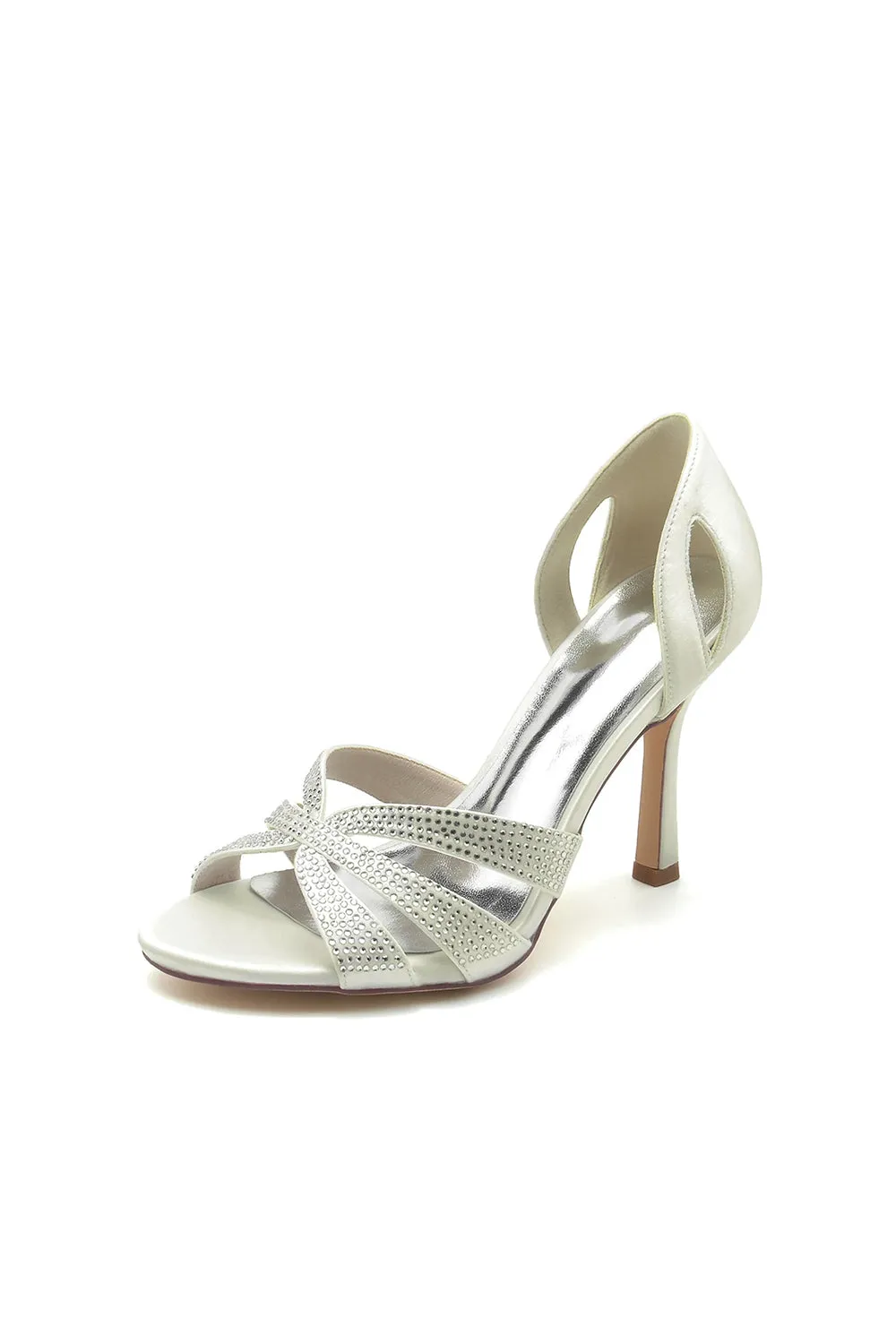 Sexy Open Toe Hollow Out Wedding Shoes With Rhinestone