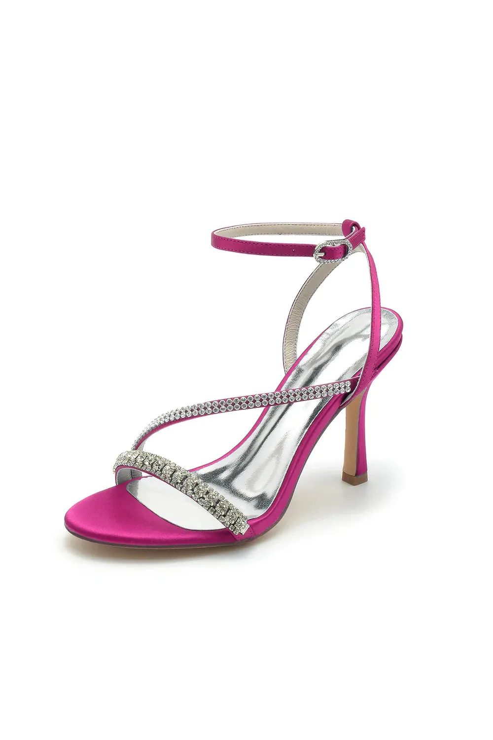 Single Strap Ankle Strap Wedding Shoes With Rhinestone