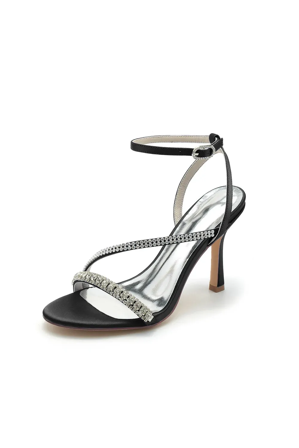 Single Strap Ankle Strap Wedding Shoes With Rhinestone
