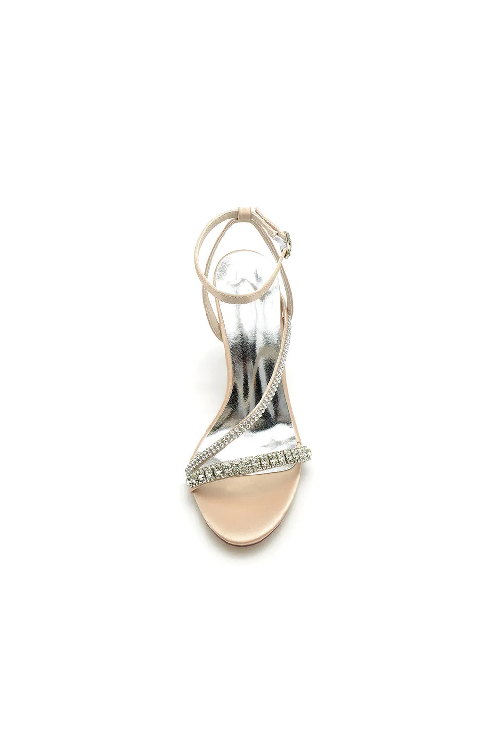 Single Strap Ankle Strap Wedding Shoes With Rhinestone