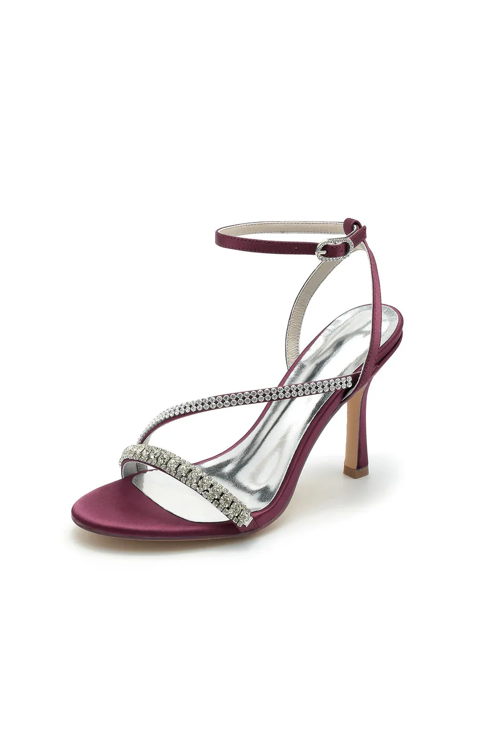 Single Strap Ankle Strap Wedding Shoes With Rhinestone