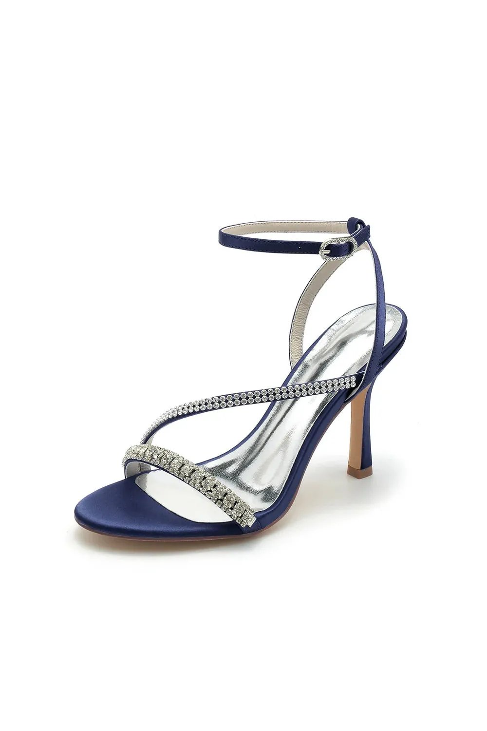 Single Strap Ankle Strap Wedding Shoes With Rhinestone