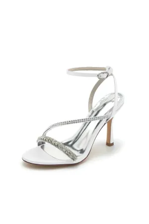 Single Strap Ankle Strap Wedding Shoes With Rhinestone