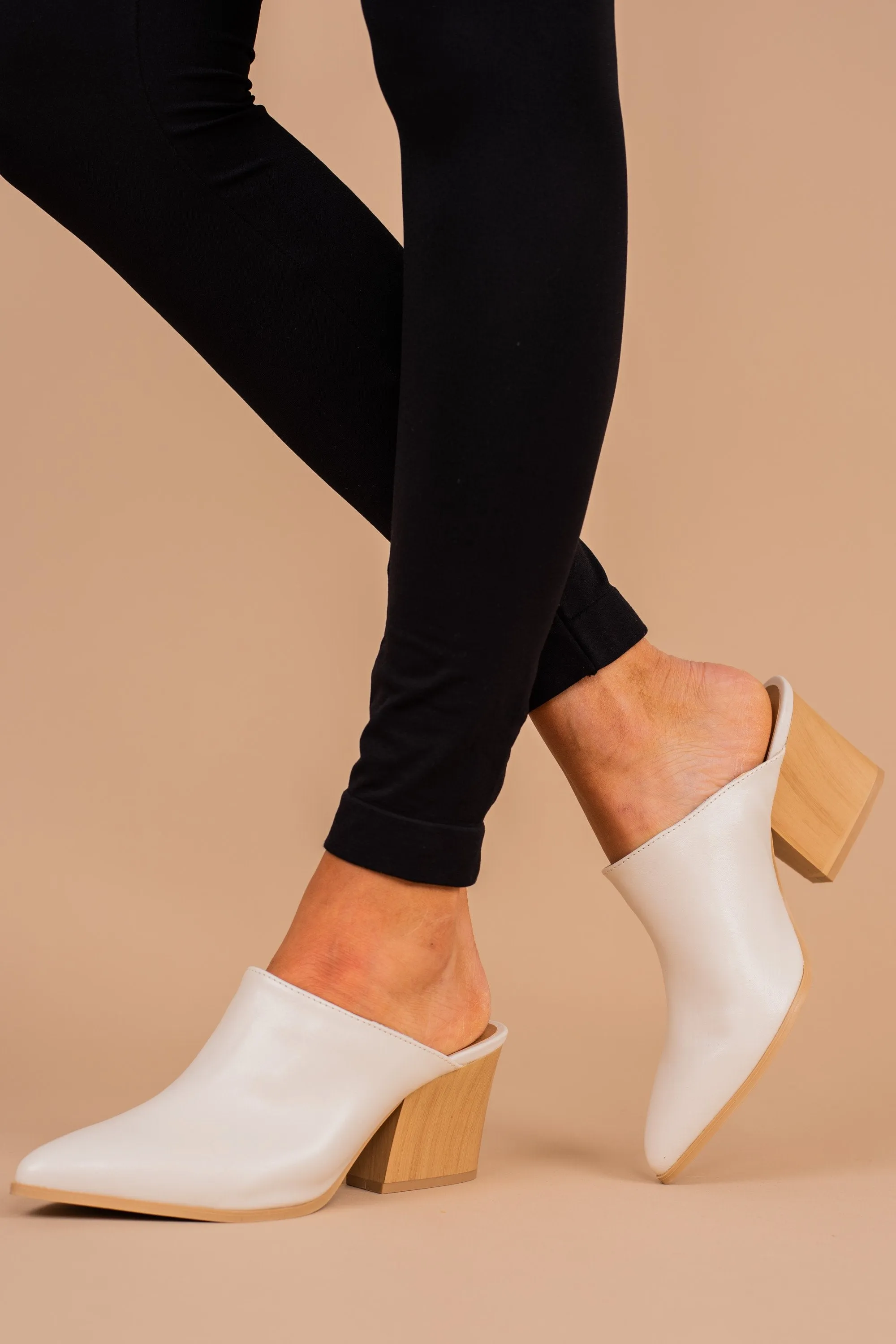 Sorry Not Sorry Off White Heeled Mules