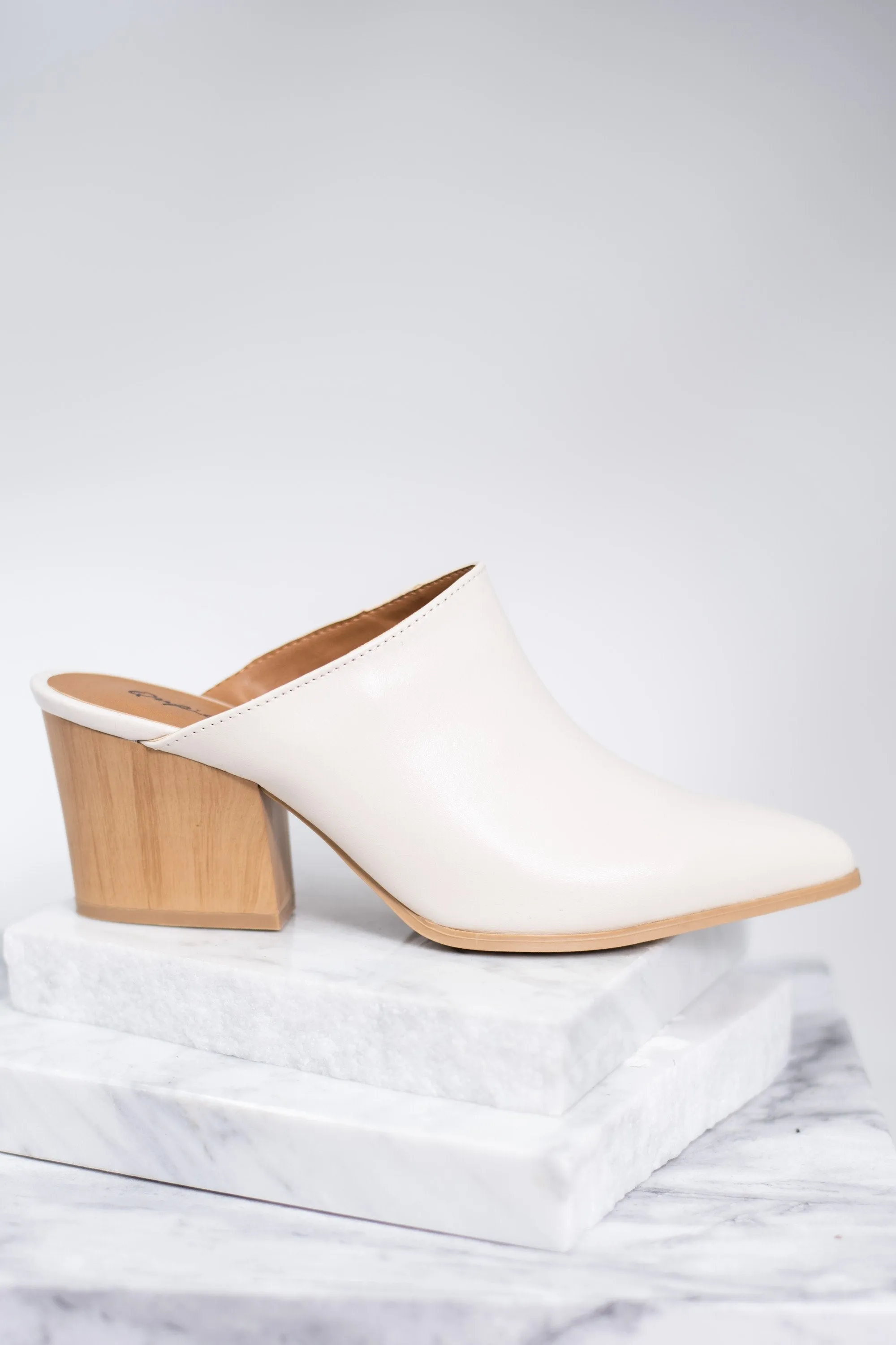 Sorry Not Sorry Off White Heeled Mules
