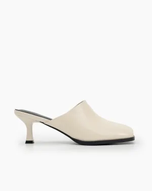Square Toe Solid Mule Heeled Slides