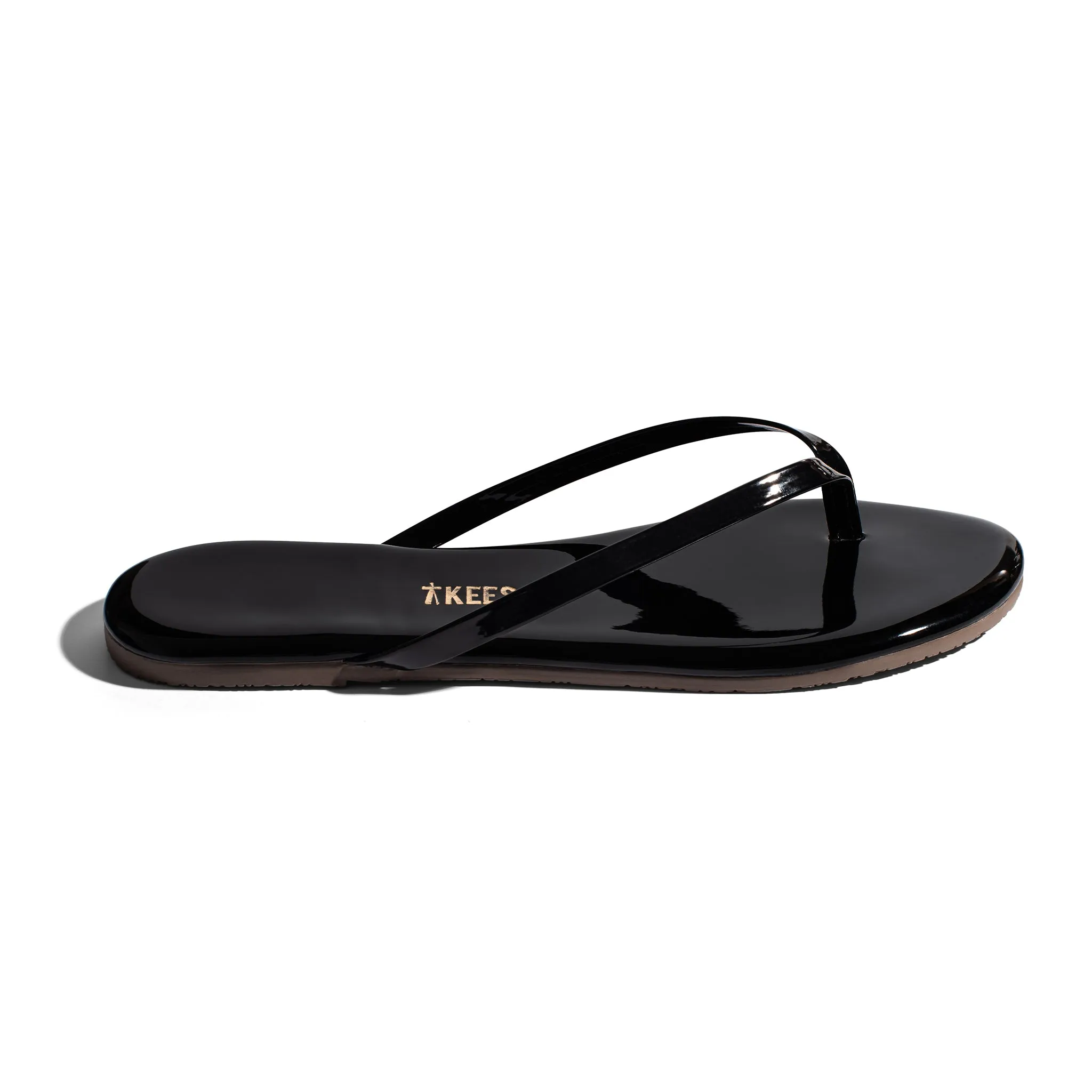 Tkees Lily glosses flip-flops from brazilian leather in Licorice