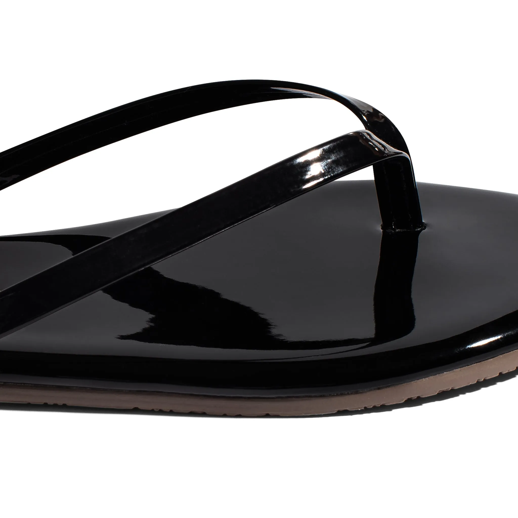 Tkees Lily glosses flip-flops from brazilian leather in Licorice