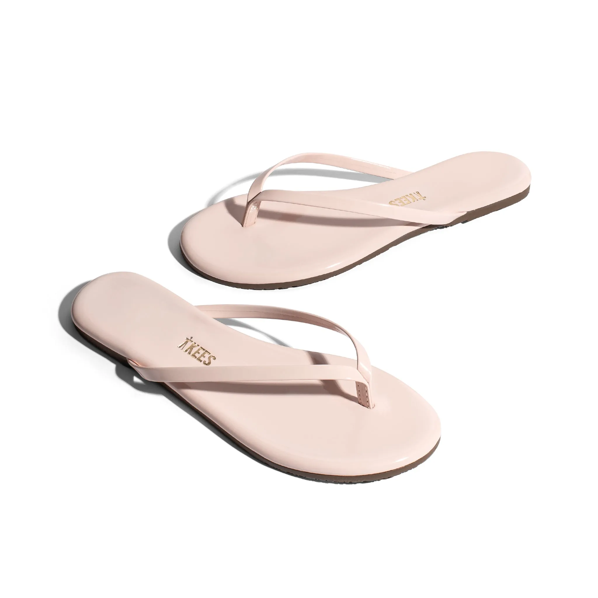 Tkees Lily glosses flip-flops from brazilian leather in Whipped Cream