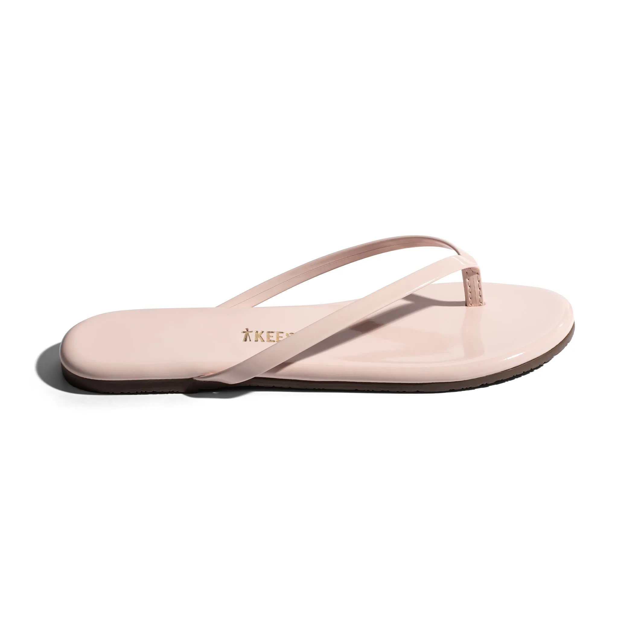 Tkees Lily glosses flip-flops from brazilian leather in Whipped Cream