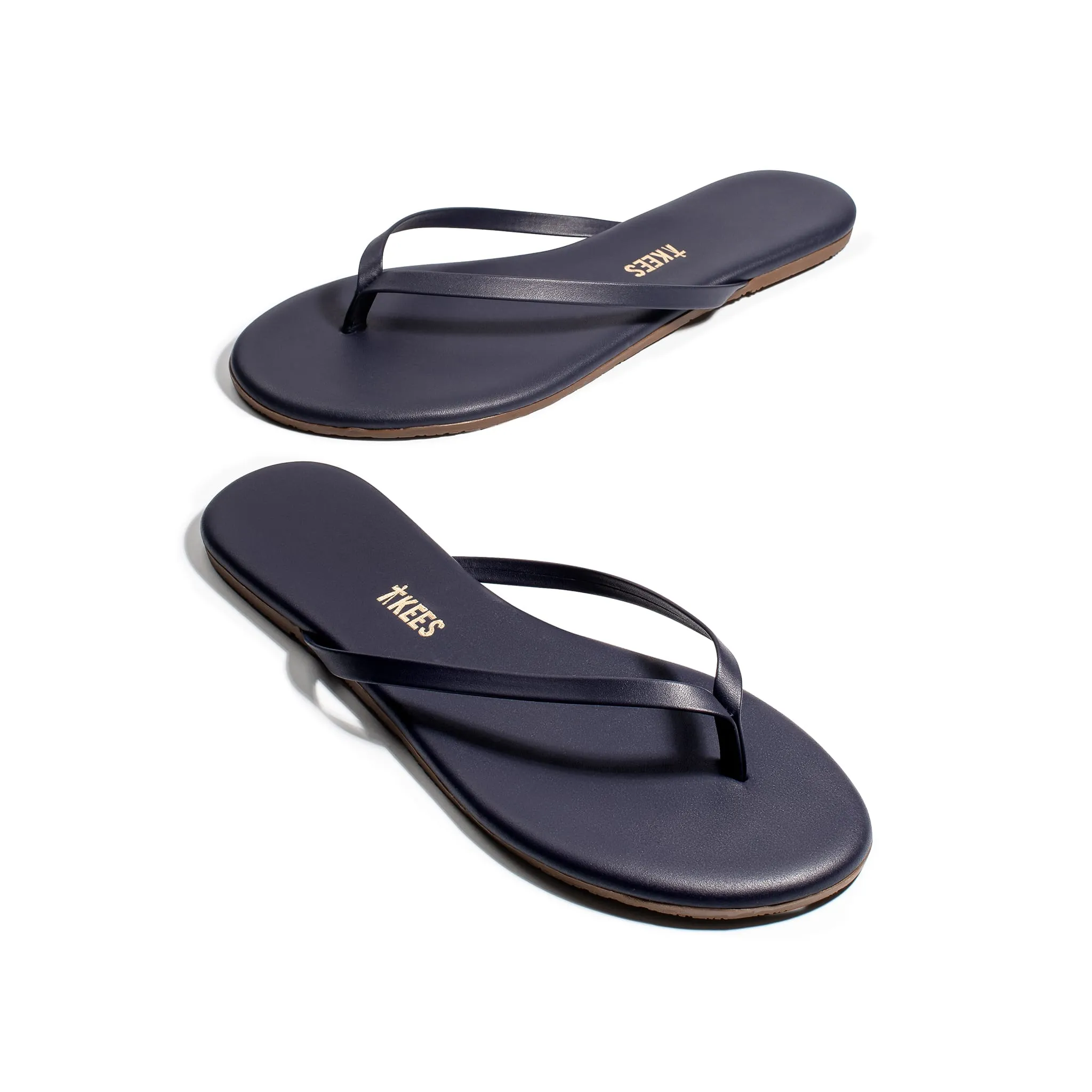 Tkees Lily liners flip-flops from brazilian leather in Black
