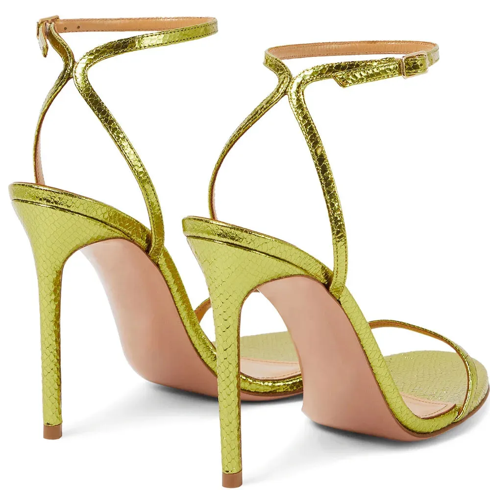 Trend4us Women's Shiny Buckle Ankle Strap Heels Stiletto Sandals