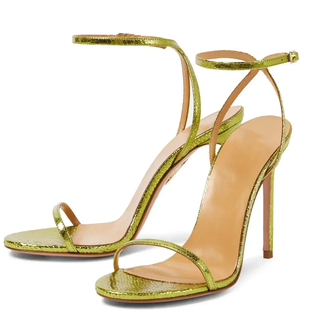 Trend4us Women's Shiny Buckle Ankle Strap Heels Stiletto Sandals