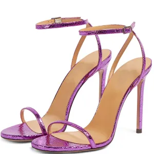 Trend4us Women's Shiny Buckle Ankle Strap Heels Stiletto Sandals