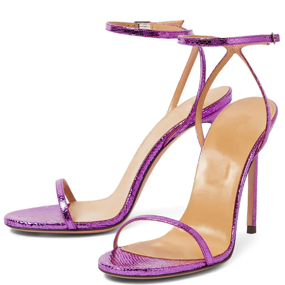 Trend4us Women's Shiny Buckle Ankle Strap Heels Stiletto Sandals