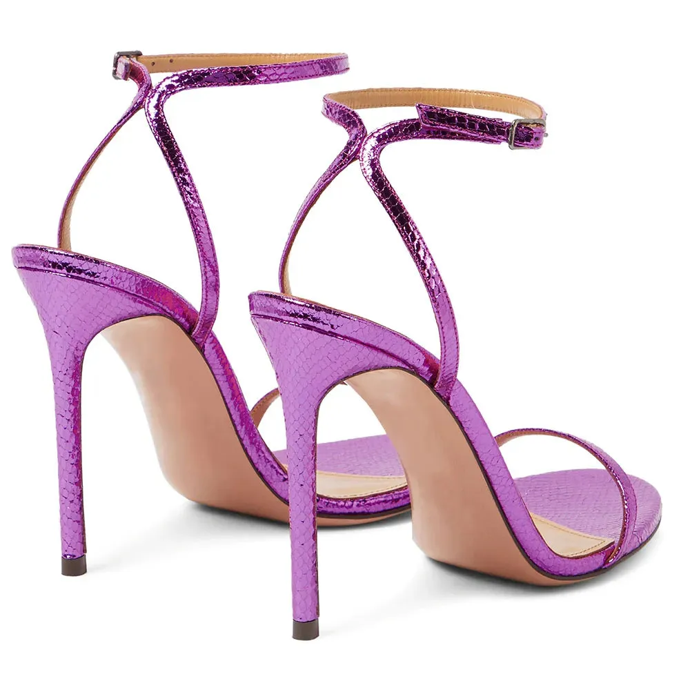 Trend4us Women's Shiny Buckle Ankle Strap Heels Stiletto Sandals