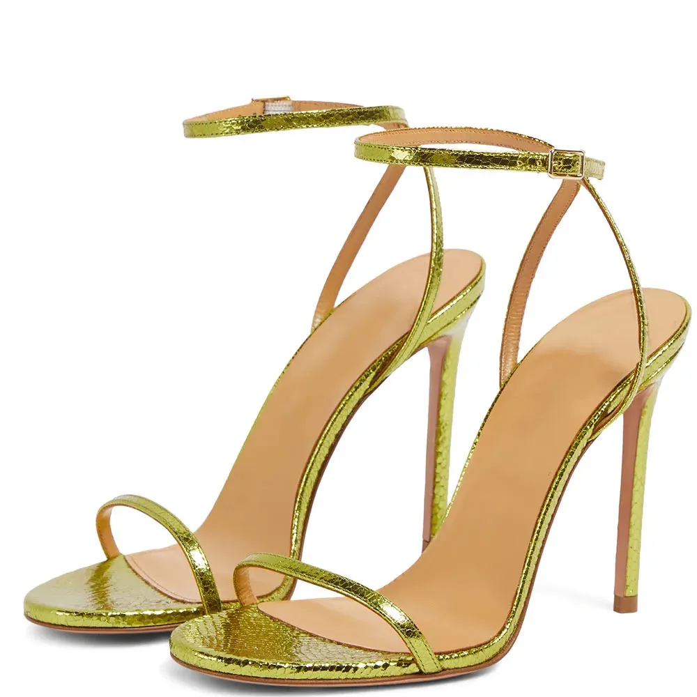 Trend4us Women's Shiny Buckle Ankle Strap Heels Stiletto Sandals